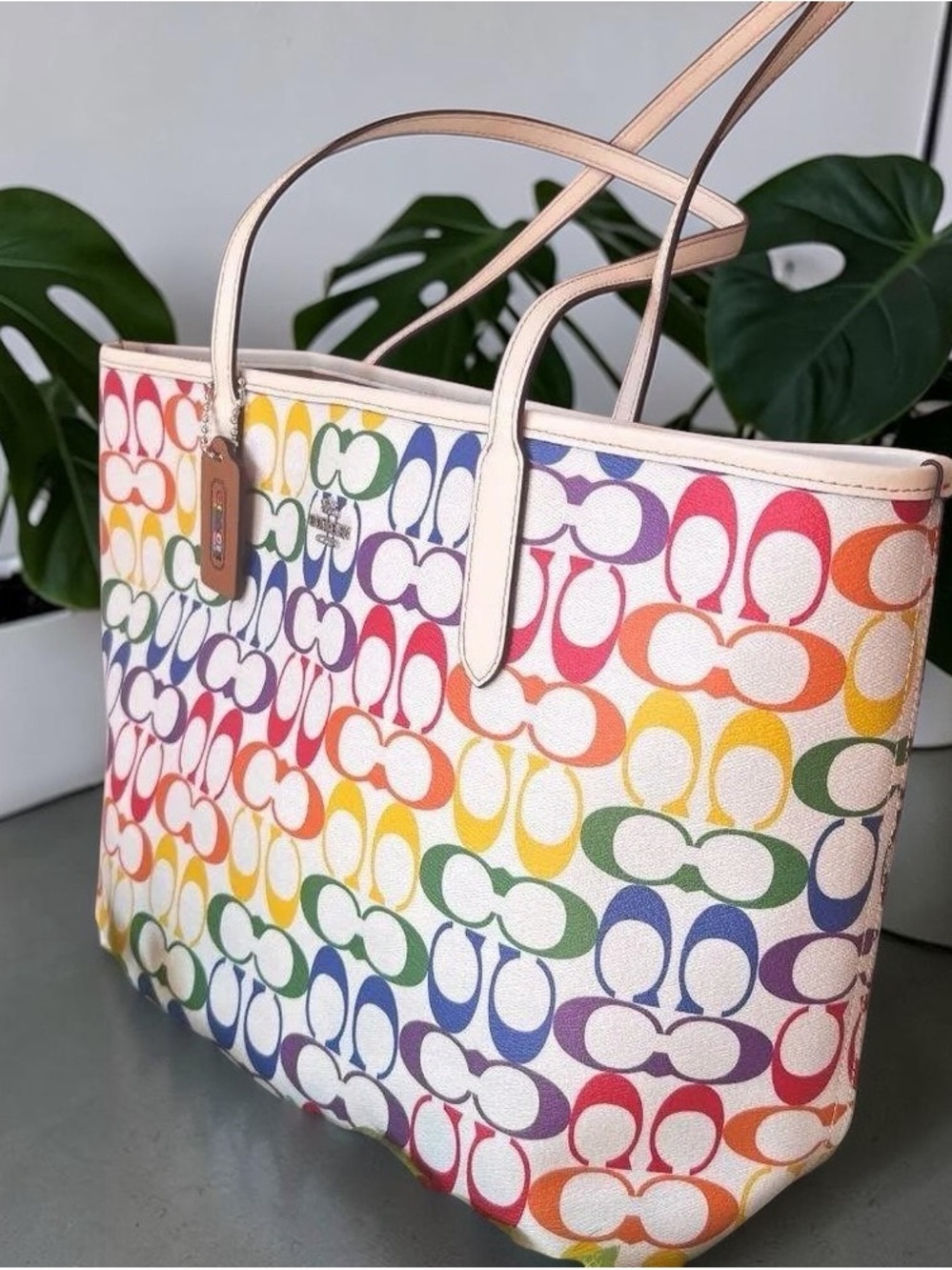 Coach rainbow city tote bag